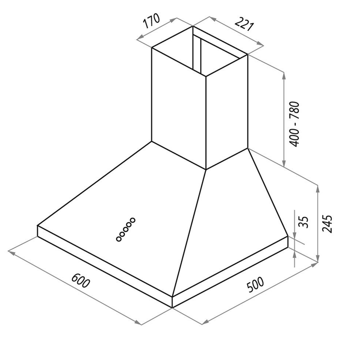 Вытяжка Maunfeld Retro (C) 60, 700 м³/ч, 3 скорости, 200 Вт, черный