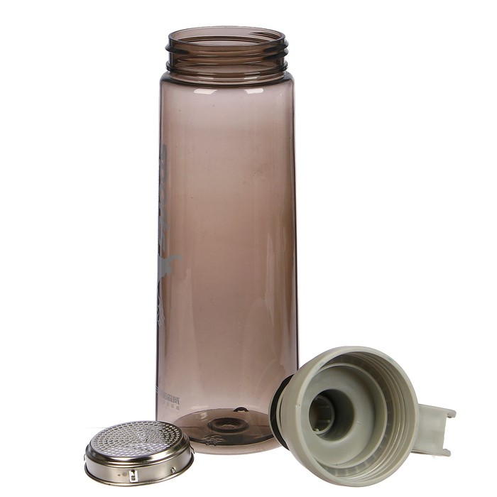 Бутылка для воды 800 мл Sports, вытянутая, внутри металл сито, прозрачная, микс, 9х25 см