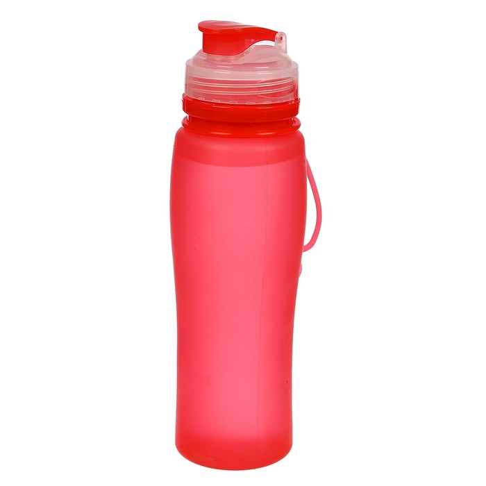 Бутылка для воды 750 мл, мерная шкала, силикон, матовая, микс, 8х26 см