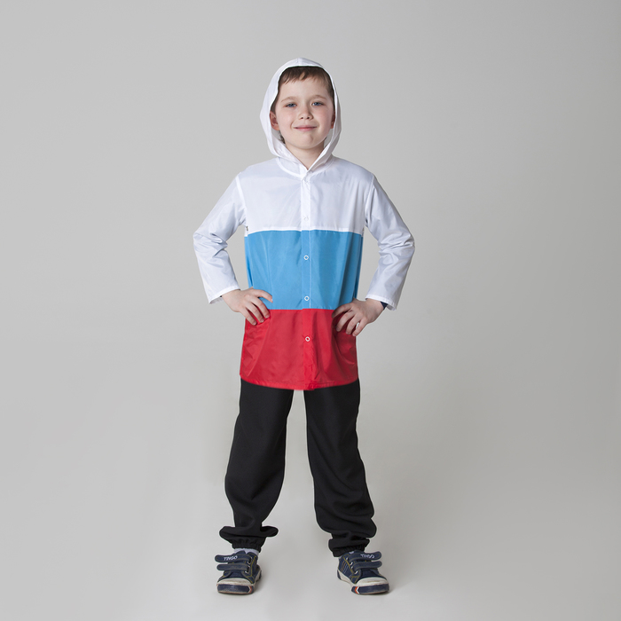 Дождевик детский "Россия", триколор, ткань плащёвая с водоотталкивающей пропиткой, рост 98-104 см