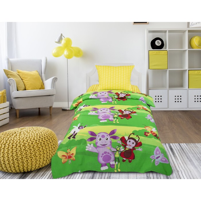 КПБ 1,5 сп "Зеленая лужайка", 150*214, 143*215, 70*70, бязь, хл100% 120 гм