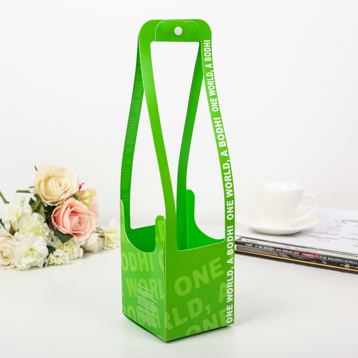 Переноска для цветов пластиковая 10 х 10 х 37 см, зеленый