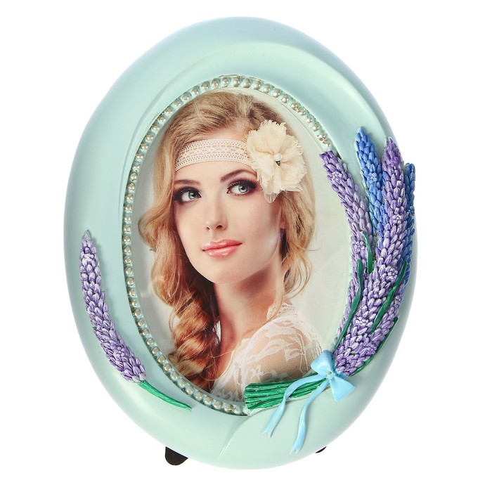 Фоторамка полистоун 10х15 см "Лаванда" голубая 19х16х2,5 см