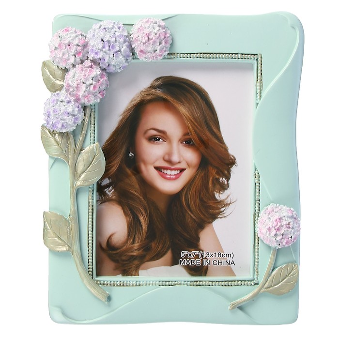 Фоторамка полистоун 13х18 см "Гортензия" голубая 24х20х3 см