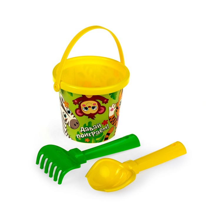 Песочный набор «Давай поиграем»: ведро малое, совок №2, грабельки №2