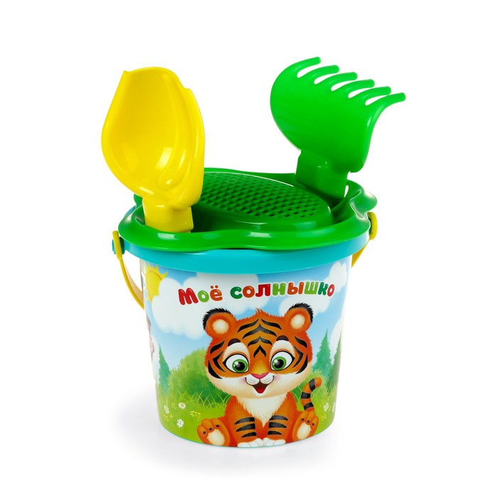 Песочный набор «Моё солнышко»: ведро малое, ситечко-цветок, совок №2, грабельки №2