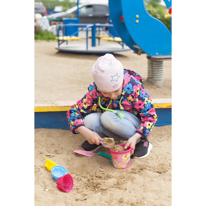 Песочный набор «Мамина радость»: ведро малое, ситечко, совок №2, грабельки №2, 3 формочки