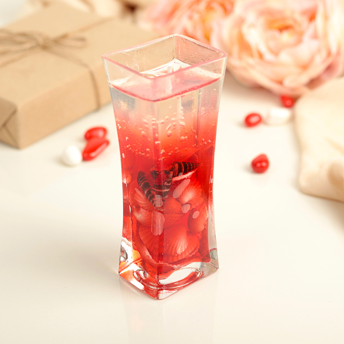 Свеча гелевая Ваза 3,8х5х12см ракушка красная