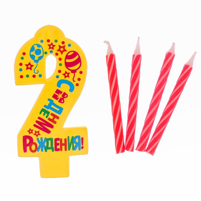 Свеча- EVA цифра 2 "С днем рождения"