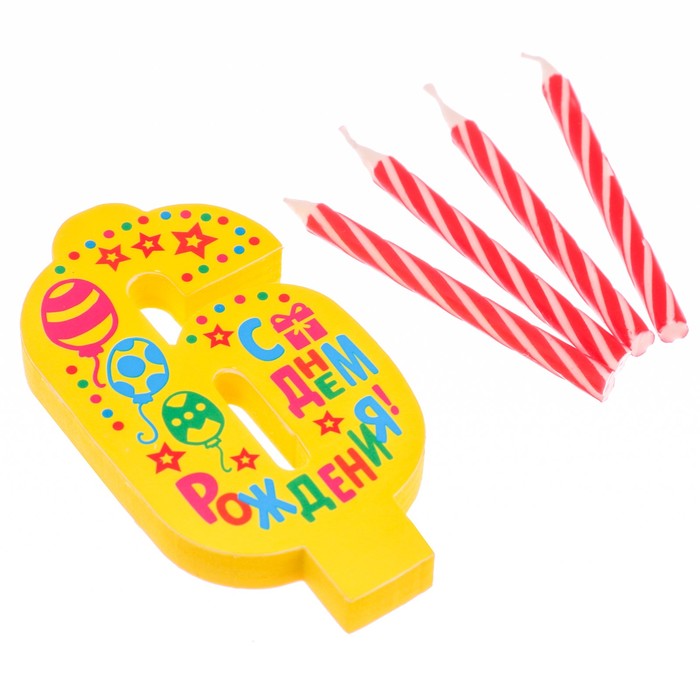 Свеча- EVA цифра 6 "С днем рождения"