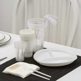 Набор одноразовой посуды «Биг-Пак №1», 6 персон, цвет белый Ош