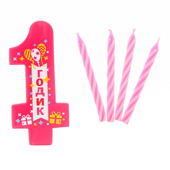 Свеча- EVA цифра 1 "С днем рождения"