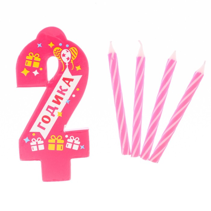 Свеча- EVA цифра 2 "С днем рождения"