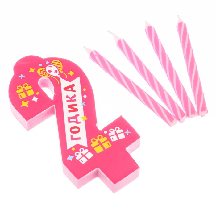 Свеча- EVA цифра 2 "С днем рождения"