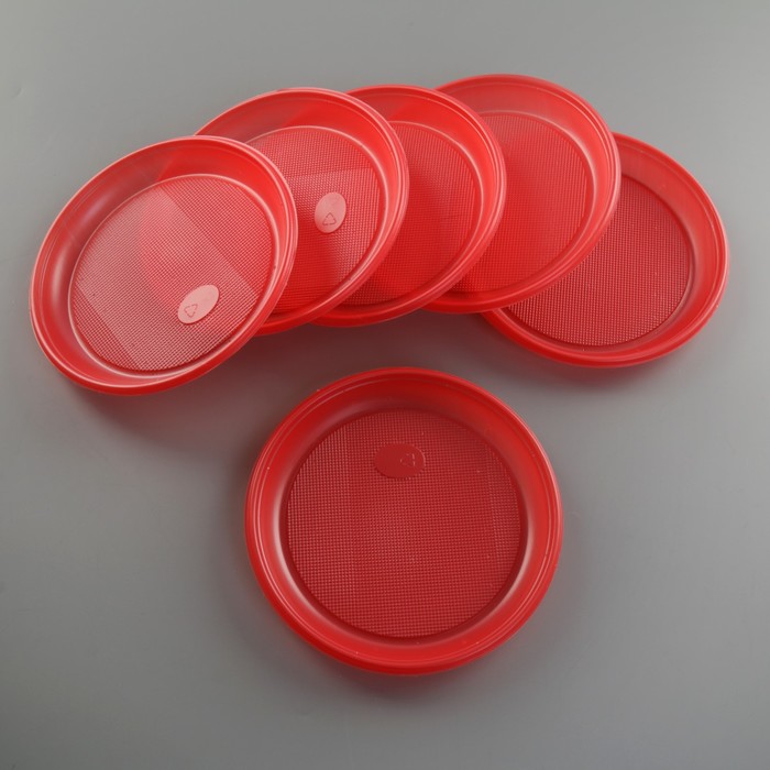 Набор тарелок 17 см "Все на пикник", 6 шт, цвет красный