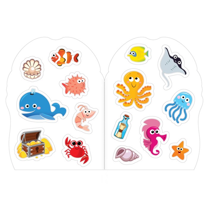 Раскраска формовая с наклейками "Крабик" 18 х 24 см 12 страниц