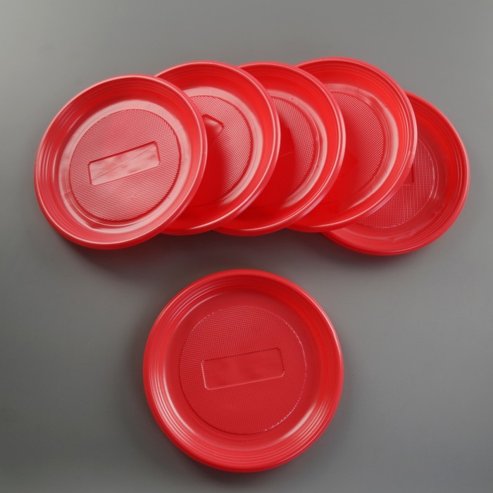 Набор тарелок 21,9 см "Все на пикник", 6 шт, цвет красный