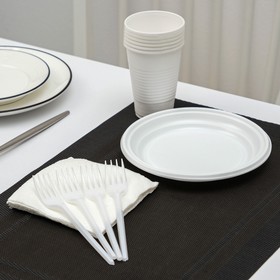 Набор одноразовой посуды «Летний №1», 6 персон, цвет белый Ош