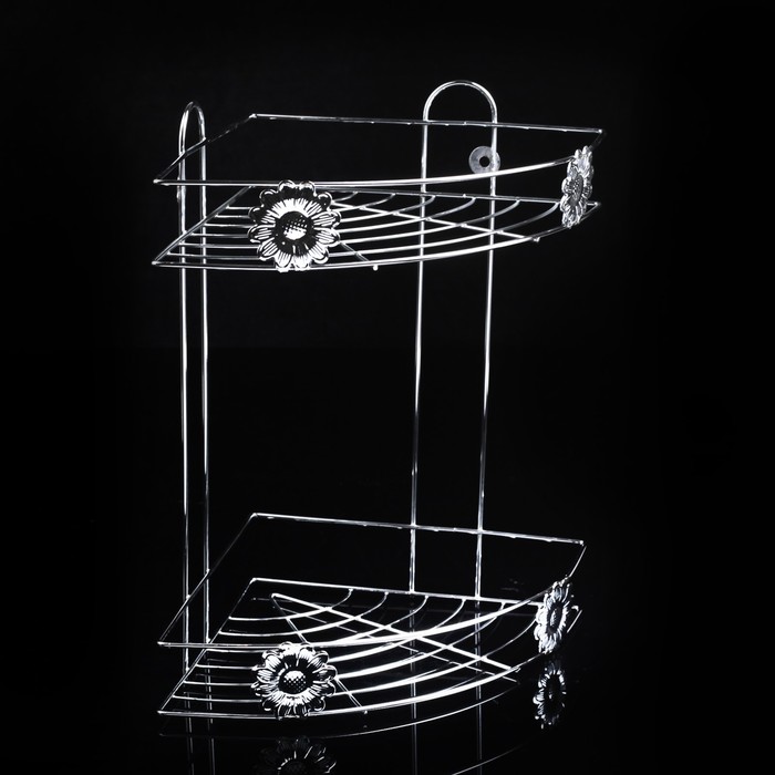 Полка 2х-ярусная угловая "Цветы" 28,5х21х29 см