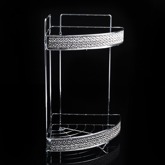 Полка 2х-ярусная угловая 31х22,5х30,5 см "Плетенка", цвет серый