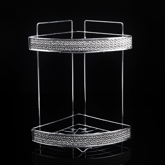 Полка 2х-ярусная угловая 31х22,5х30,5 см "Плетенка", цвет серый