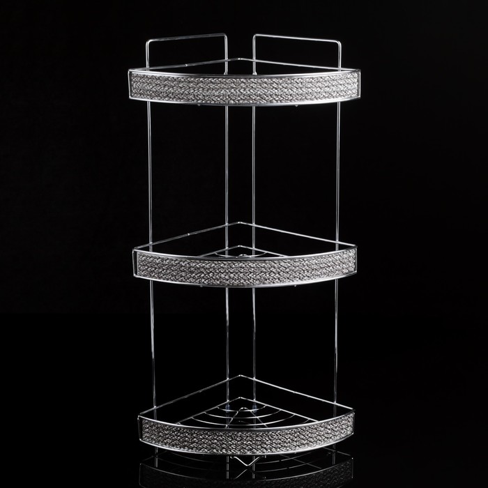 Полка 3х-ярусная угловая 31х22,5х57,5 см "Плетенка", цвет серый