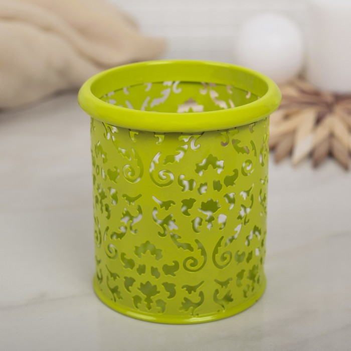 Подставка для столовых приборов "Узоры" 8,8х8,8х10 см, круглая цвет МИКС