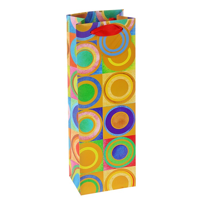 Пакет подарочный под бутылку "Солнечная система" премиум, 36 х 12 х 8,5 см