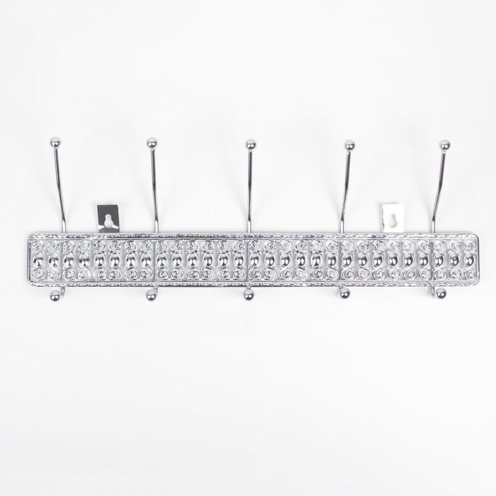 Вешалка на 5 двойных крючков 40,5х14х5 см, цыет хром