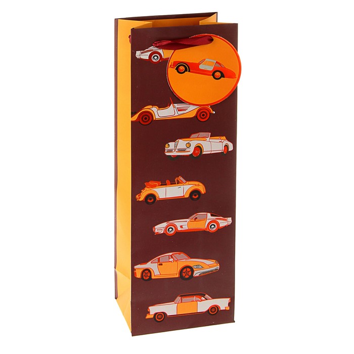 Пакет подарочный под бутылку "Ралли" премиум, 36 х 12 х 8,5 см