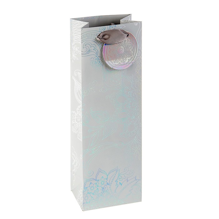 Пакет подарочный под бутылку "Мрамор" премиум, 36 х 12 х 8,5 см