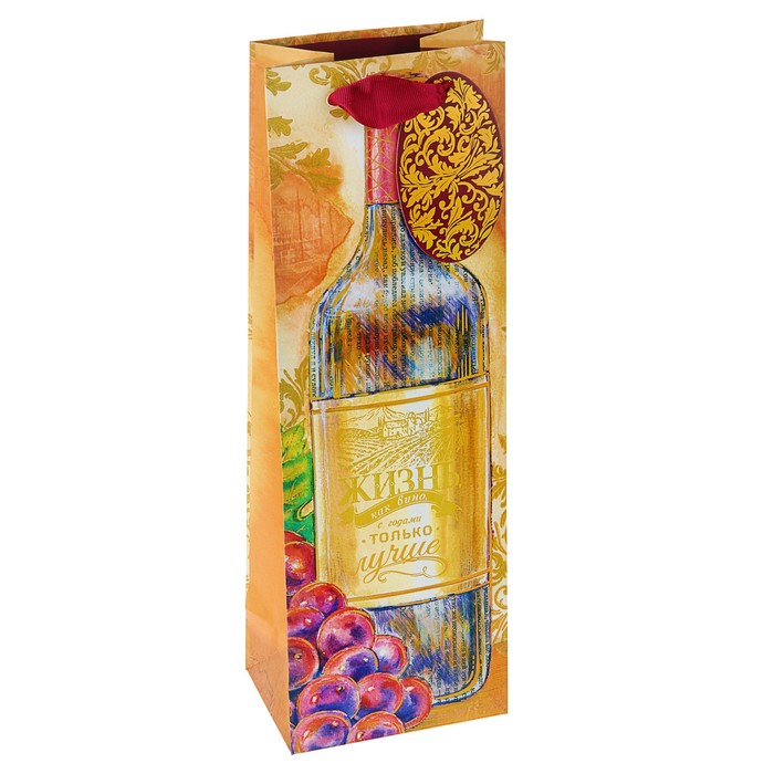 Пакет подарочный под бутылку "Дионис" премиум, 36 х 12 х 8,5 см