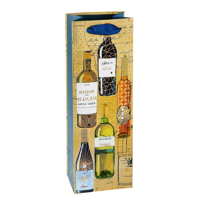 Пакет подарочный под бутылку "Изобилие" премиум, 36 х 12 х 8,5 см