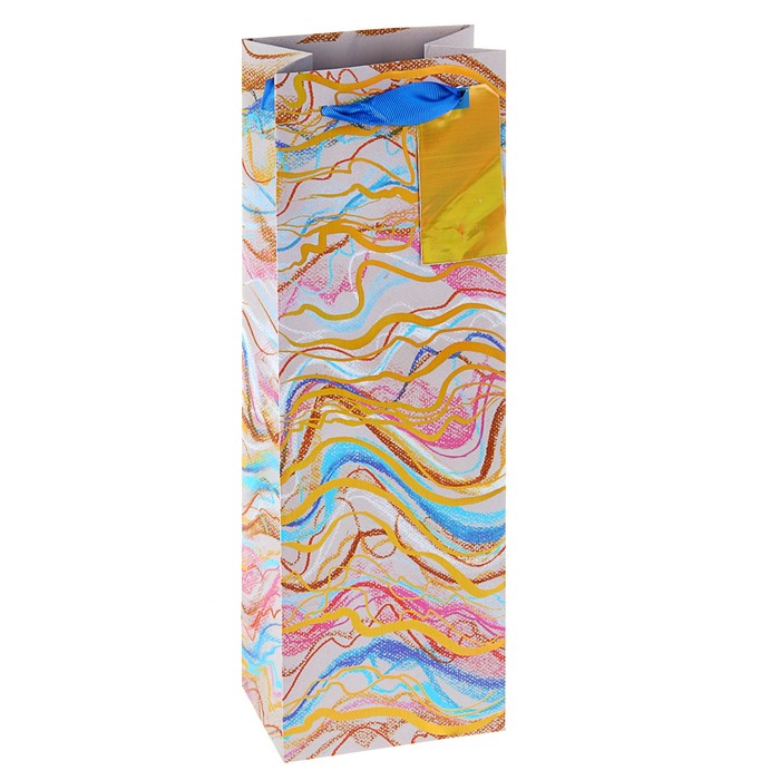 Пакет подарочный под бутылку "Эскиз" премиум, 36 х 12 х 8,5 см