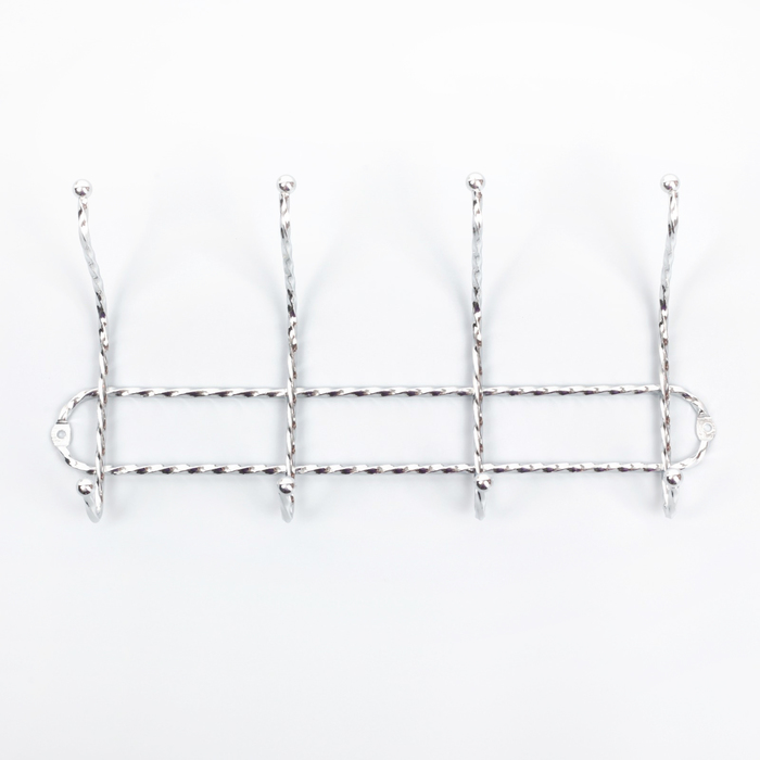 Вешалка на 4 двойных крючка 30,5х12,5х8,5 см, цвет хром