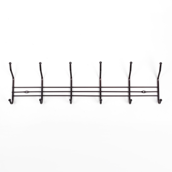 Вешалка на 6 двойных крючков 51,5х12,5х8,5 см, цвет коричневый