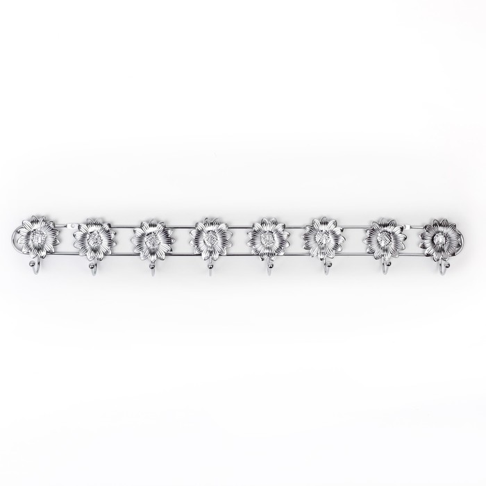 Вешалка на 8 крючков 49х3х5,5 см "Ромашки", серебро