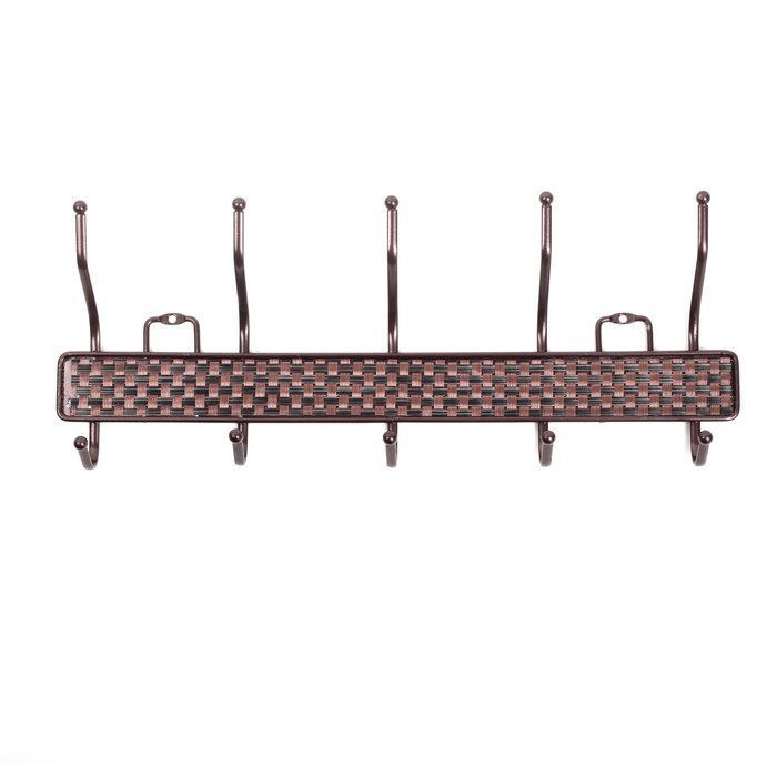 Вешалка на 5 двойных крючков 44х7х15 см, "Корзинка" коричневая