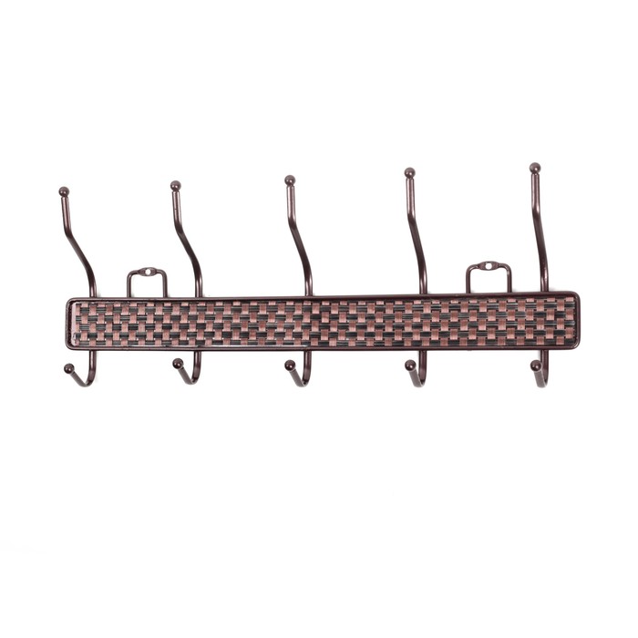 Вешалка на 5 двойных крючков 44х7х15 см, "Корзинка" коричневая