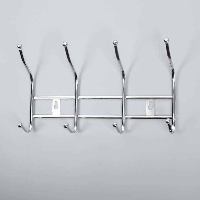Вешалка на 4 двойных крючка 28,5х16х6,5 см серебро