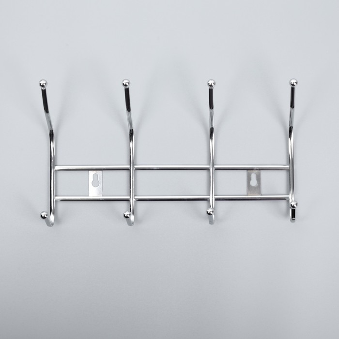Вешалка на 4 двойных крючка 28,5х16х6,5 см серебро