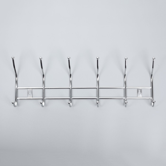 Вешалка на 6 двойных крючков 46х16х6,5 см серебро