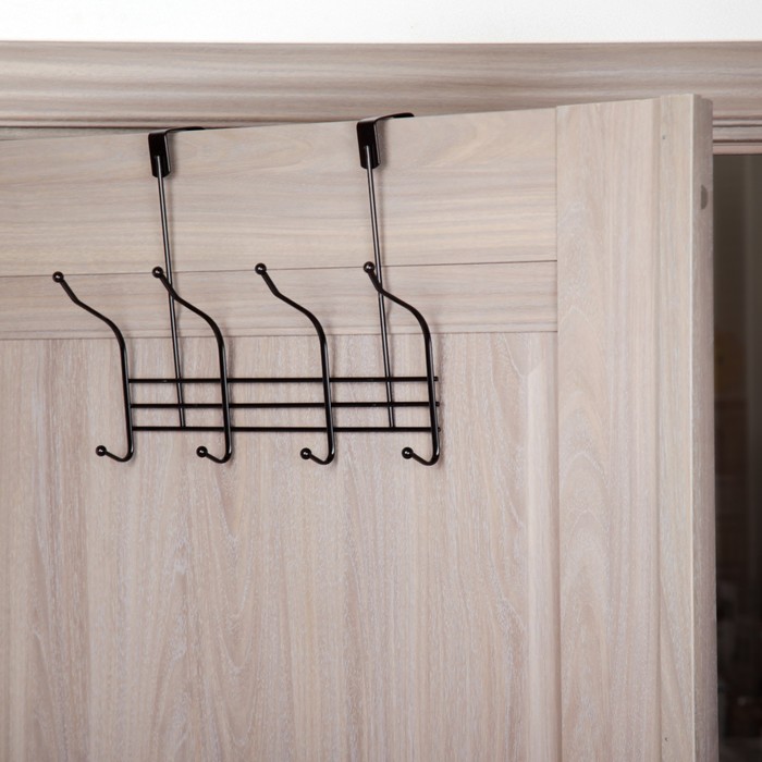 Вешалка надверная, 4 двойных крючка 30,5х26х5 см (ширина двери 4,5 см)