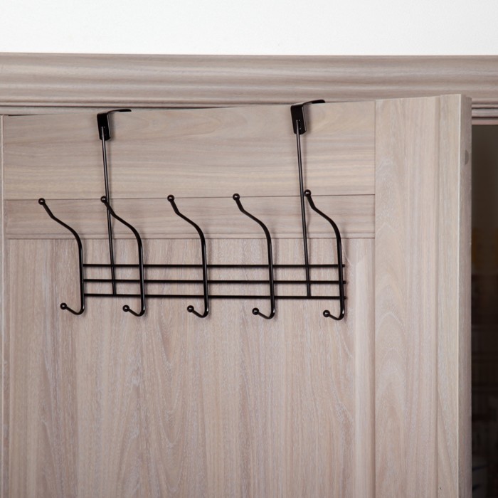 Вешалка надверная, 5 двойных крючков 40,5х26х5 см (ширина двери 4,5 см)