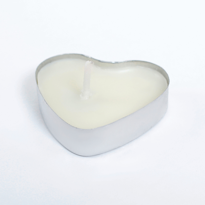 Свеча чайная "Сердце" 6г, 50шт, белый