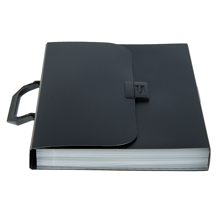 Папка-портфель А4, 7 отделений Calligrata, 700 мкм, песок, чёрная