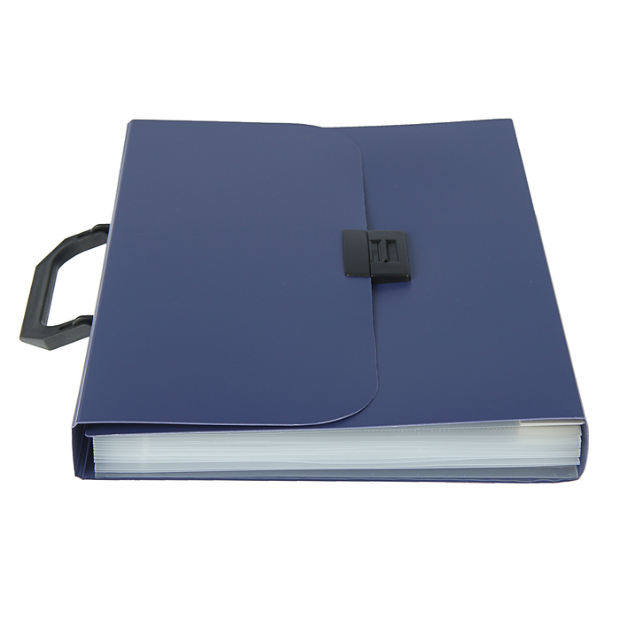 Папка-портфель А4, 7 отделений Calligrata, 700 мкм, песок, синяя