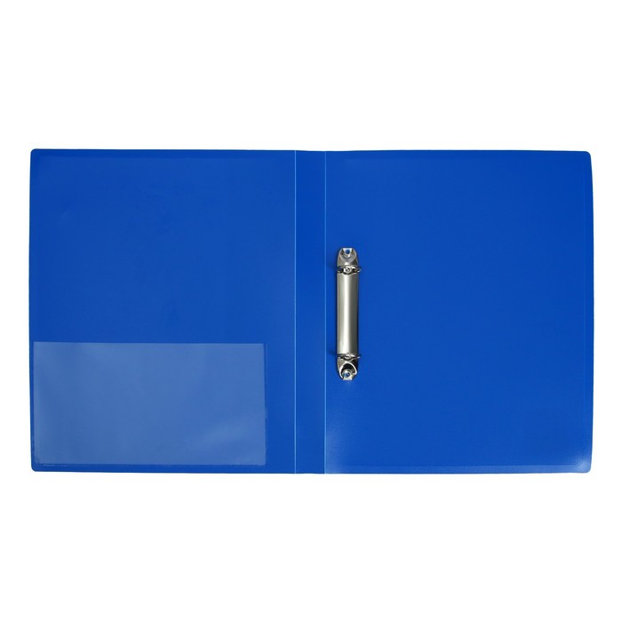 Папка на 2 кольцах А4, Calligrata, 27 мм, 700 мкм, внутренний и торцевой карман, синяя