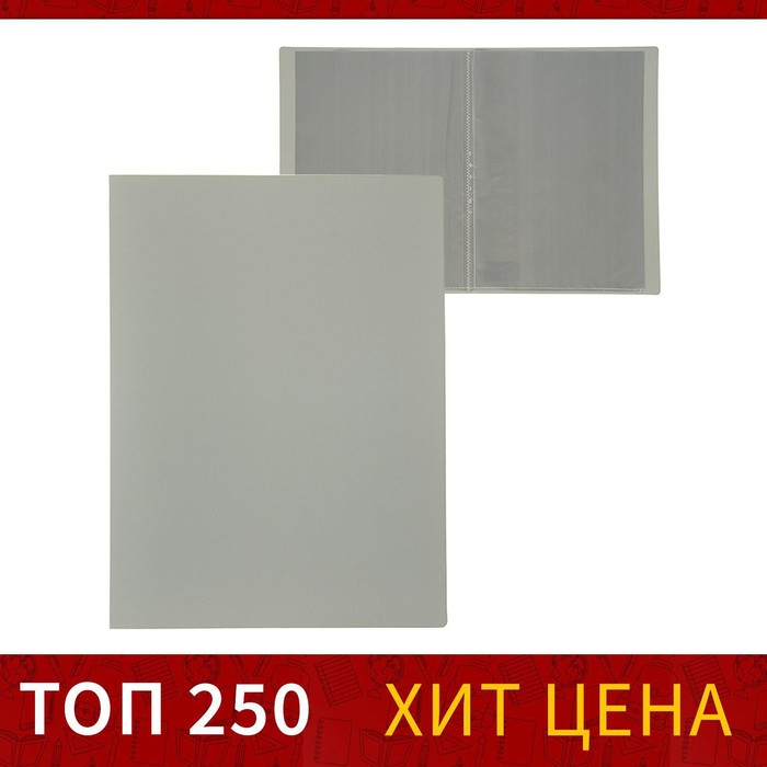 

Папка с 10 вкладышами А4, 500 мкм, Calligrata, текстура "песок", серая