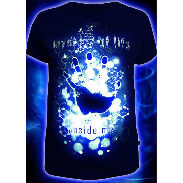 Футболка мужская, светящийся рисунок 14-5564, цвет голубая, р-р 44 (S)